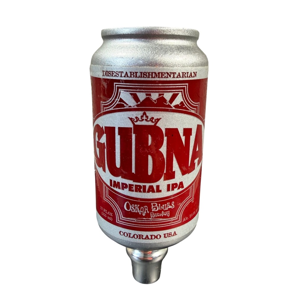 Oskar Blues Gubna Imperial IPA Beer Tap Handle Silver Red Can Style Barware